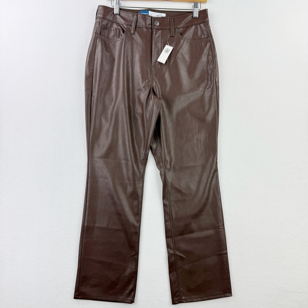 Old Navy‎ Faux Leather Pants Womens Size 6 Brown High Rise Bootcut NWT